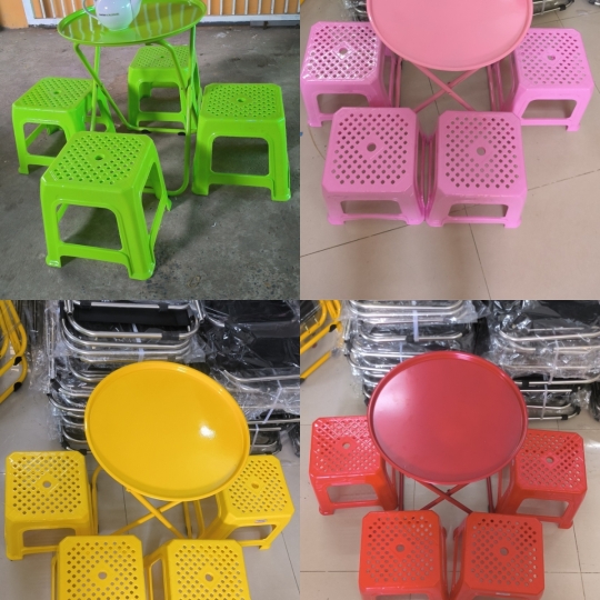 BÀN TRÒN+4 GHẾ NHỰA DT