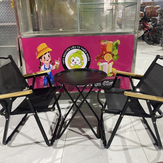 4 GHẾCAMPING ĐEN + BÀN TRÒN