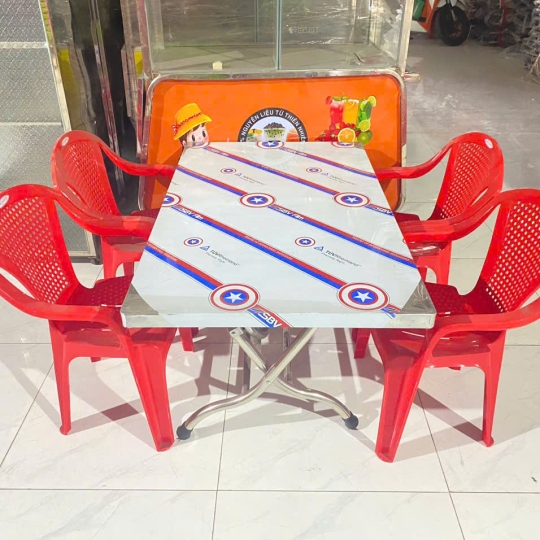GHẾ BÀNH NHỰA+BÀN INOX(60*100)